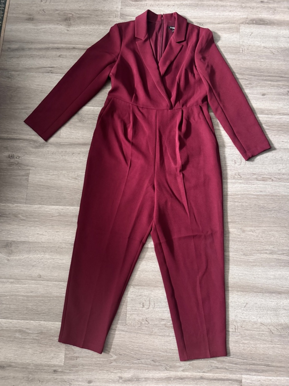 Express Burgundy Tailored Blazer Jumpsuit